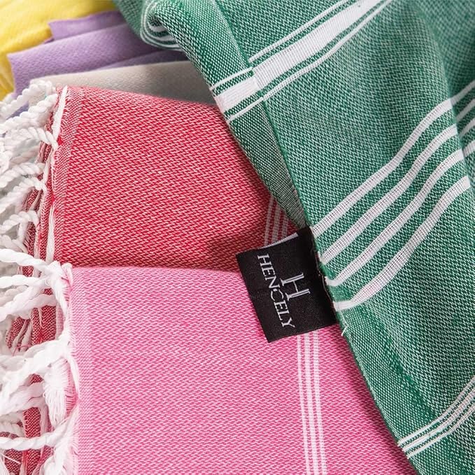 Hencely Turkish Beach Towel 37x68 Oversized, Sand-Free, Quick-Dry, Lightweight - Travel Essential for Pool & Bath - Striped 100% Cotton Bathroom Towels Accessories Gift (Petrol Green)