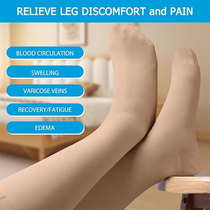 NEENCA 20-30mmHg Medical Compression Socks for Circulation, Edema, Swelling, Varicose veins, Recovery (Skin, Medium)