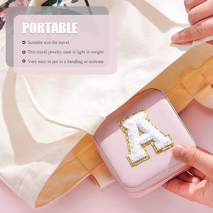 MODENGKONGJIAN Travel Jewelry Case for Women Fashion, Ring Necklace Earring Jewelry Holder Organizer Box, Small Portable Jewellery Storage, Christmas Gifts Initial X