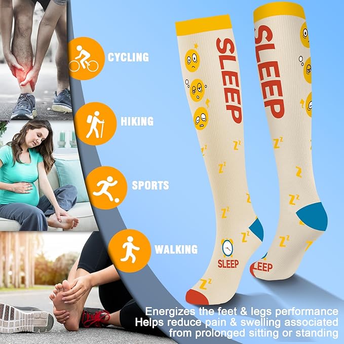bropite Flora Compression Socks for Women & Men-Knee high 6 Pairs 20-30mmhg Support Running Nurse Travel