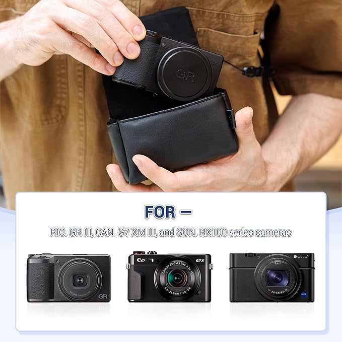 KIWIFOTOS Digital Travel Camera Case Compatible with LUMIX ZS99 Ricoh GR III GR IV PowerShot SX740 HS G7XM3 SONY RX100 VI RX100 Compact Camera Carrying Pouch Bag