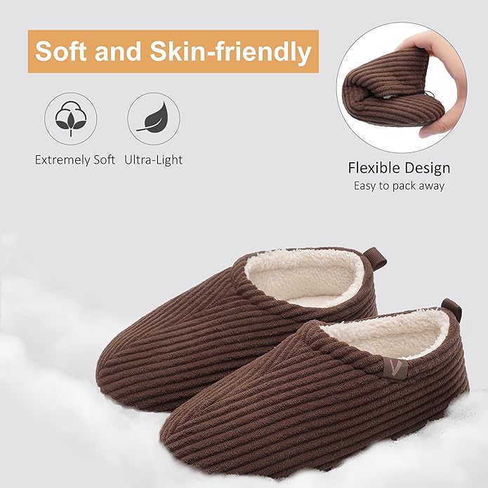 Women’s Fuzzy Memory Foam Slippers with Cozy Curly Fur and Warm Fleece Lining Closed Back Non-Slip House Shoes Lightweight Soft Comfy Indoor Bedroom Slippers