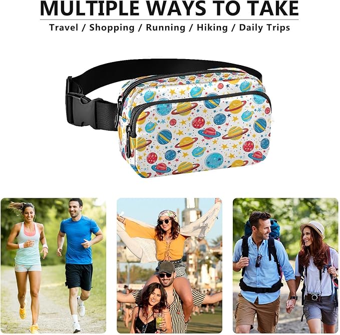 Kawaii Planets Universe Fanny Pack for Women Men Water Resistant Fashion Waist Packs with Adjustable Strap Belt Bag for Travel Workout Jogging Hiking 21219304