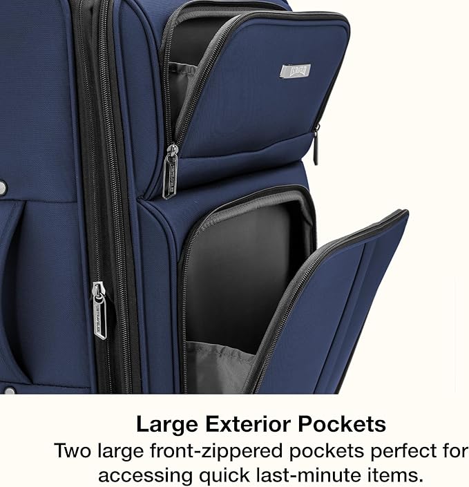 U.S. Traveler Anzio Softside Expandable Luggage with Spinner Wheels, Navy, 26-Inch Medium