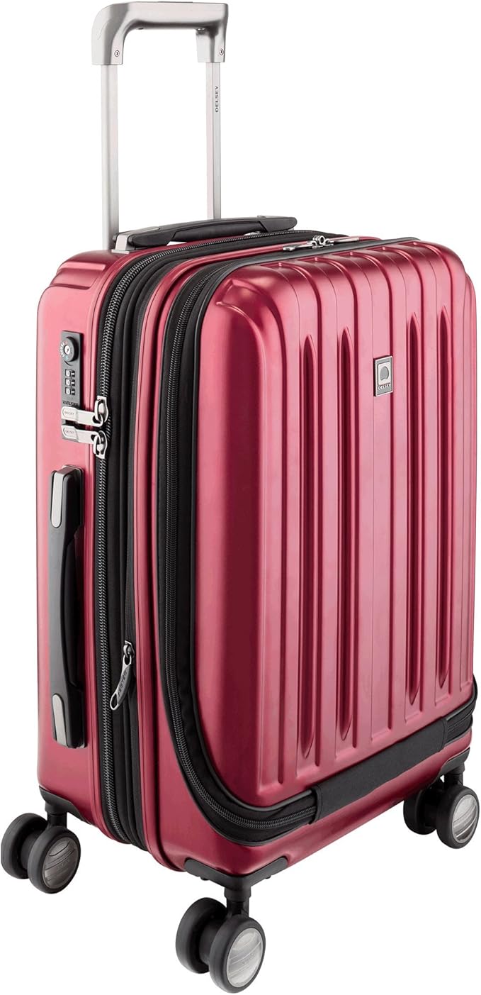 DELSEY PARIS Titanium Hardside Expandable Luggage with Spinner Wheels, Black Cherry Red, 2-Piece Set (21/29)