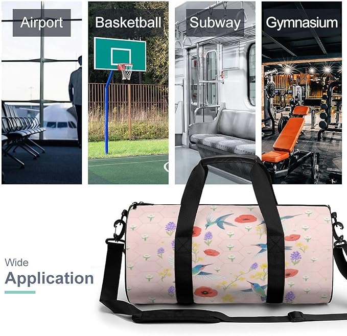 Sports Gym Bag for Women Men Travel Duffel Bag Tote Weekender Bag Hummingbird Bush Carry on Overnight Bag for Travel Swimming Fitness Workout Sports Duffle Bag