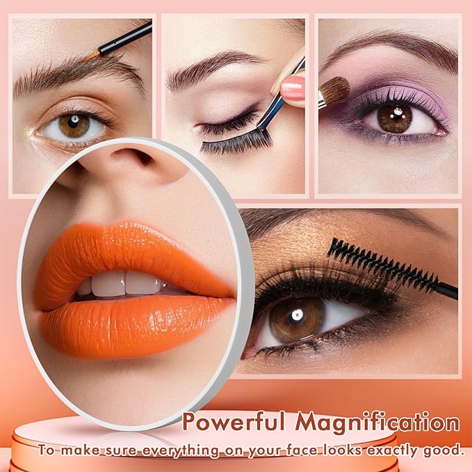 Magnifying Mirror 40X with Suction Cups, 4.5inch Travel 40X Magnified Round Makeup Mirror with High Magnification, Make up Mirror with Tweezers Sets, Ultra Thin of 0.38inch, Lightweight of 0.165lb