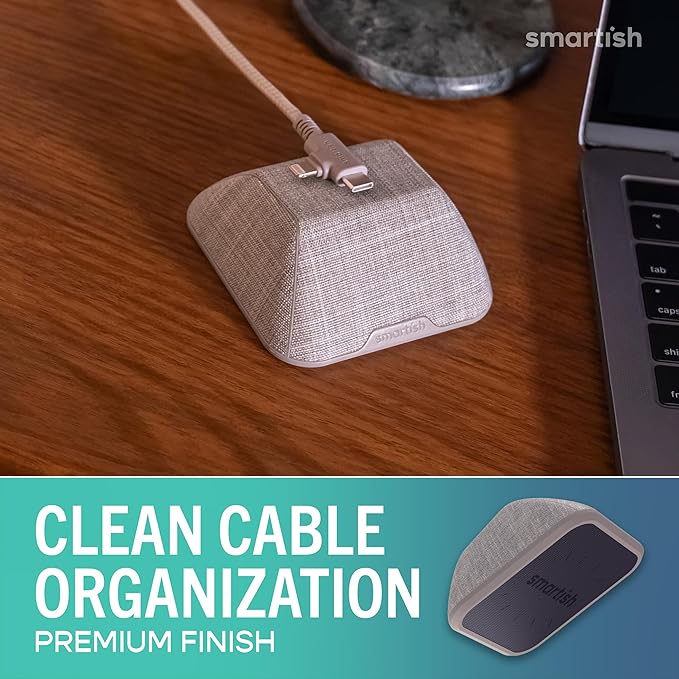Smartish® Magnetic Cord Holder - Cable Wrangler Organizer with Magnet Clips for Charger Management on Desktop, Nightstand for USB-C + Lightning - Lightly Toasted Beige