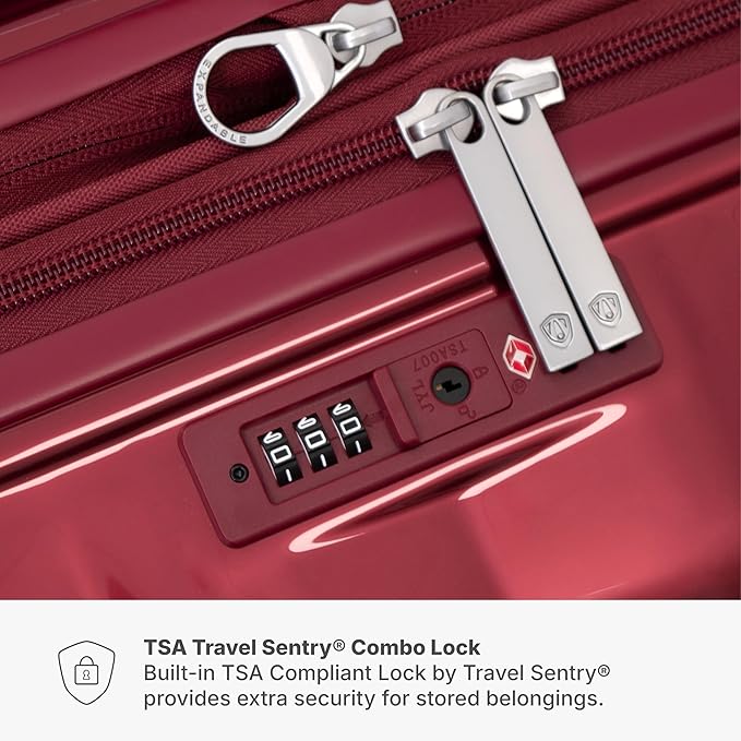Traveler's Choice Edinburgh II Hardside Spinner Luggage, TSA Lock, Red, 2 Piece Set (21/29)
