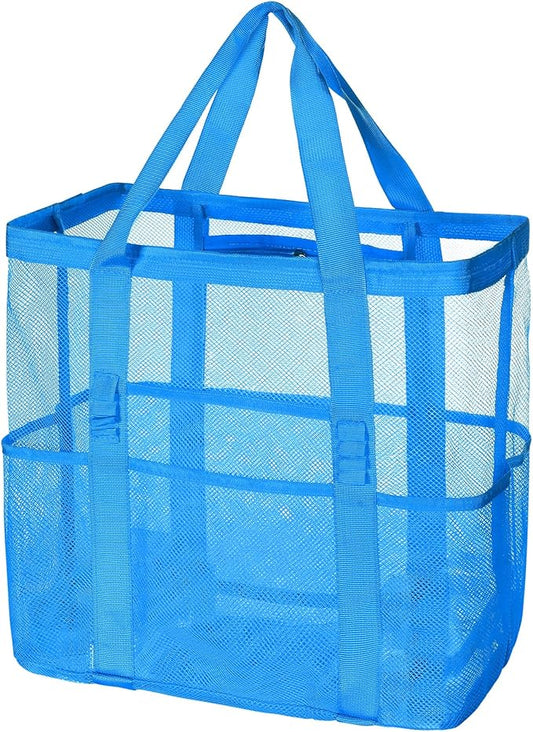 Tavaleu Mesh Beach Bag - Large Beach Tote with Multi Functional Pockets for Family Travel/Vacation