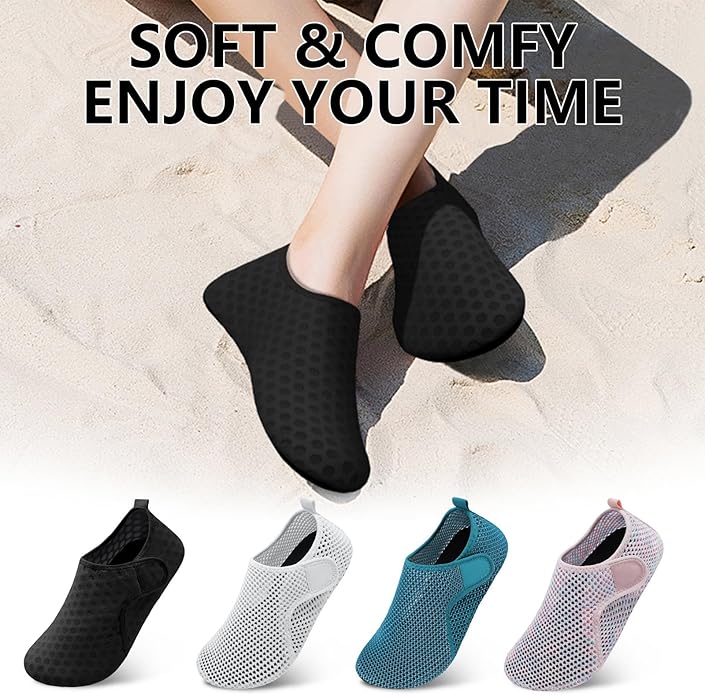 Scurtain Barefoot Water Shoes for Women Men Beach Swim Aqua Socks Summer Quick-Dry Sandals Slippers