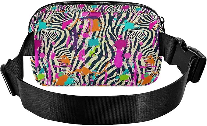 Colorful Zebra Print Fanny Pack for Women Men Water Resistant Fashion Waist Packs with Adjustable Strap Belt Bag for Travel Workout Jogging Hiking 21219420