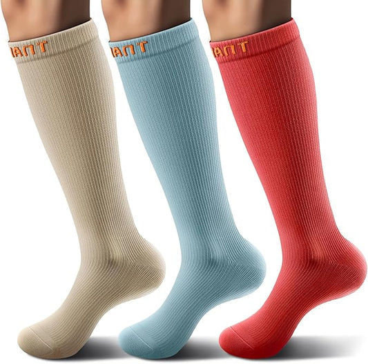 BULLIANT Compression Socks 3Pairs-15-20mmHg Circulation Support Men Women Hiking Sports Recovery-Upgraded Wicking Tech