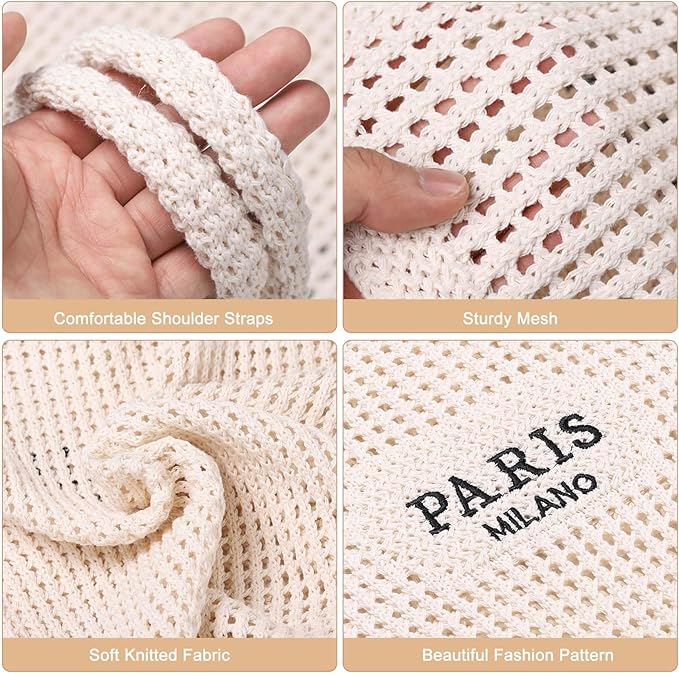 Sightor Crochet Tote Bag, Mesh Beach Bag Knit Summer Hobo Bag Vacation Boho Tote Bag for Women