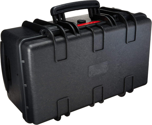 Amazon Basics Hard Camera Case with Wheels, Large, Black, Solid, 22"L x 14"W x 9.8"H