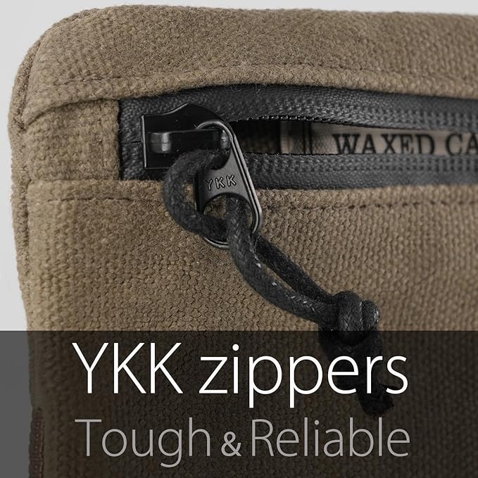 diodrio Belt Zipper Pouches for Men Women Compact EDC Pouch, YKK Zipper, Anti-theft Pickpocket Proof Safety Wallets, Waist Pack for Traveling Hiking, Water Resistant, Tough Waxed Canvas, Olive