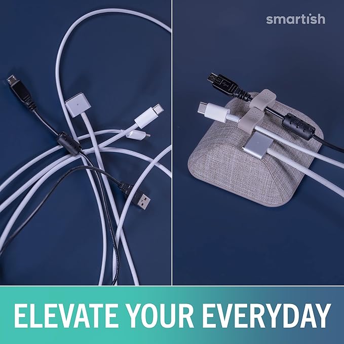 Smartish® Magnetic Cord Holder - Cable Wrangler Organizer with Magnet Clips for Charger Management on Desktop, Nightstand for USB-C + Lightning - Lightly Toasted Beige