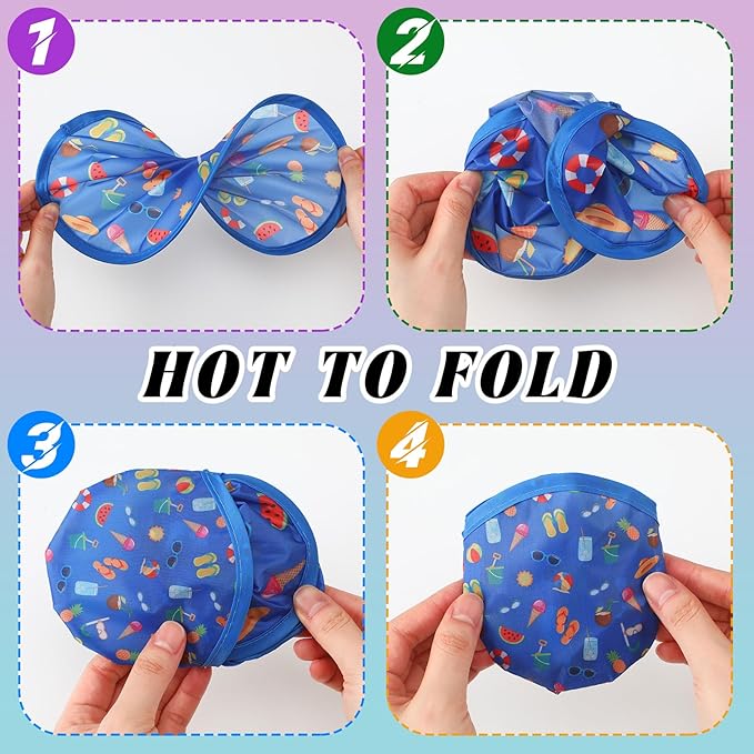 Amyhill 30 Pcs Summer Beach Foldable Flying Disc Fans with Bags Summer Beach Pool Birthday Party Favors 9.8'' DIY Cooling Fan Colorful Goody Stuffers End of The Year Gifts from Teacher