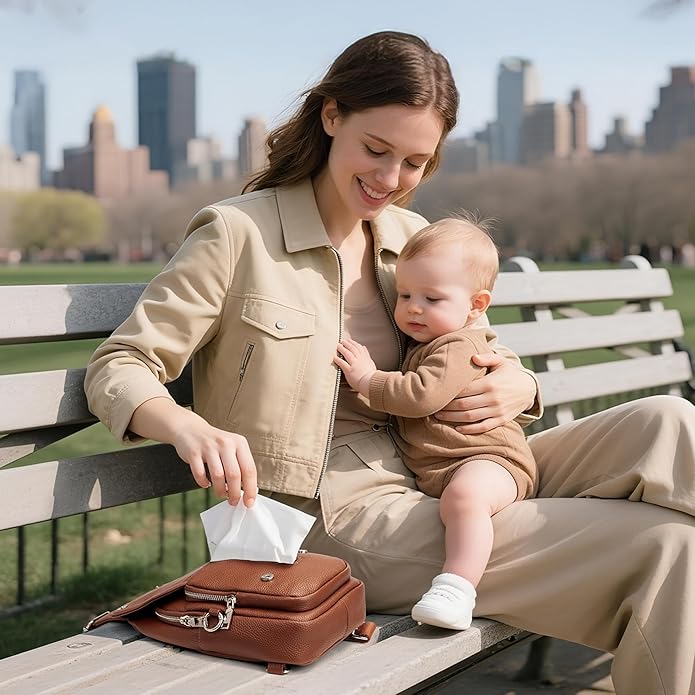 befen Anti Theft Genuine Leather Sling Bag for Women RFID Small Crossbody Bag Chest Bag Leather Fanny Packs for Travel