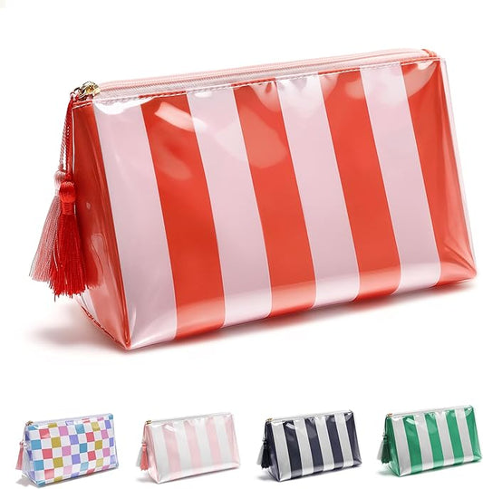 Travel Makeup Bag, Small Cosmetic Bags for Women Girls, Waterproof Clear Makeup Bag for Purse Organizer Zipper Pouch Beach Summer Vacation Essentials Gifts for Women
