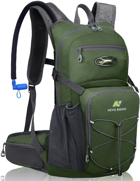 N NEVO RHINO Hydration Backpack, 18L Multipurpose Hiking Backpack with 3L Water Bladder, Water Backpack Insulated Hydration Pack Ideal for Hiking and Cycling