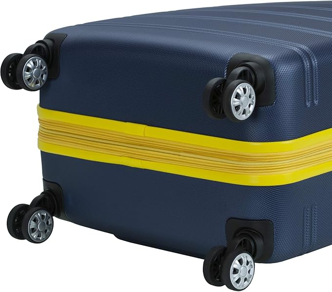 Rockland Melbourne Hardside Expandable Spinner Wheel Luggage, Navy, Checked Large 28"
