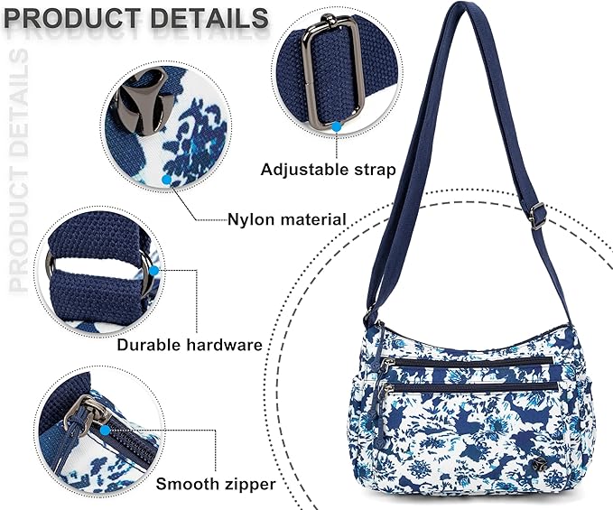 Casual Crossbody Bag with Anti Theft Pocket - Women Lightweight Water-Resistant Purse Bag