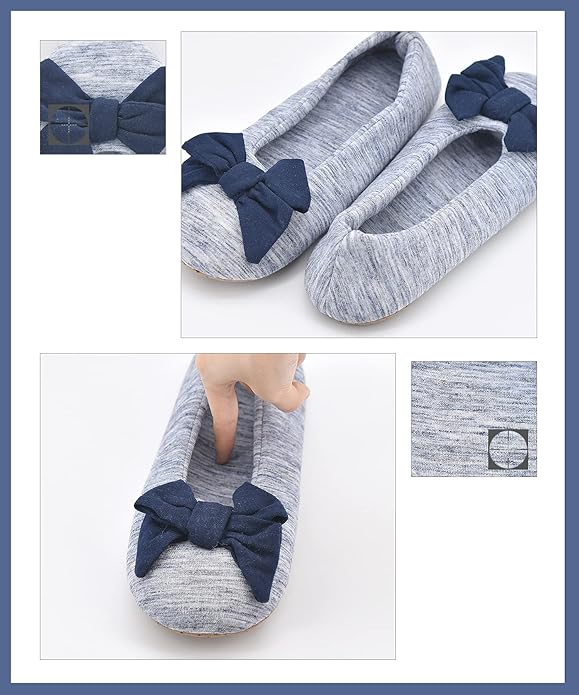 DICUIRD Women's Ballerina Slippers Lightweight House Slippers with Stretchable Heel Design