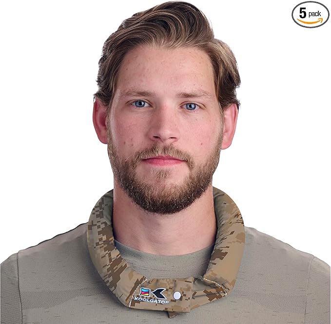 KOOLGATOR Evaporative Cooling Neck Wrap – Reusable Neck Cooler with Long Lasting Relief During Hot Weather Activities, Sports, & Outdoor Work, Marpat/Digital Camo, 5 Pack