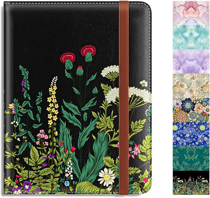 Rimilak Passport Holder, RFID Blocking Passport Cover Wallet Travel Essentials, Leather Travel Air Ticket Documents Organizer Protector for Women and Men, Daisy Flowers