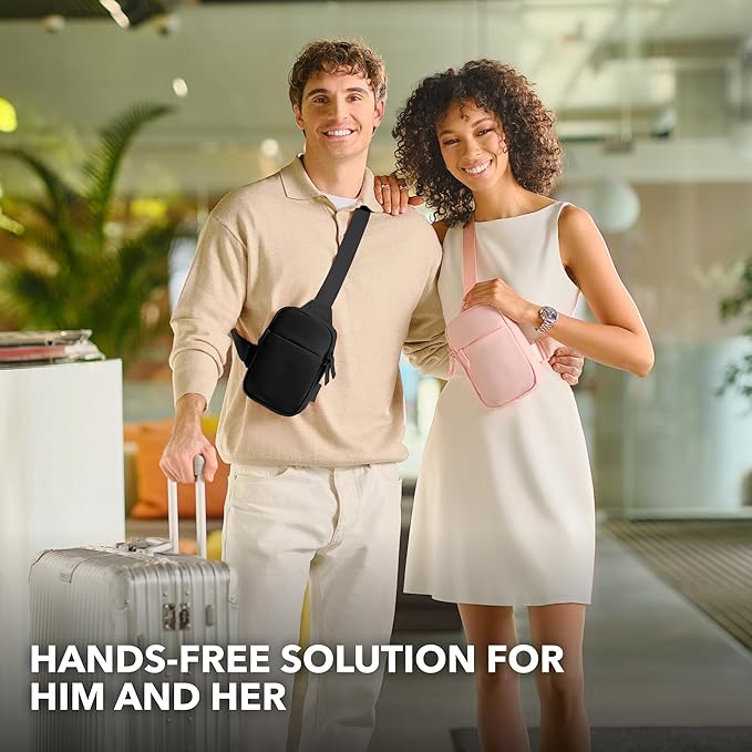 Mini Sling Bag Crossbody Fanny Pack Men & Women - Switchable Strap, RFID Blocking, Water-Repellent, Hidden Pocket