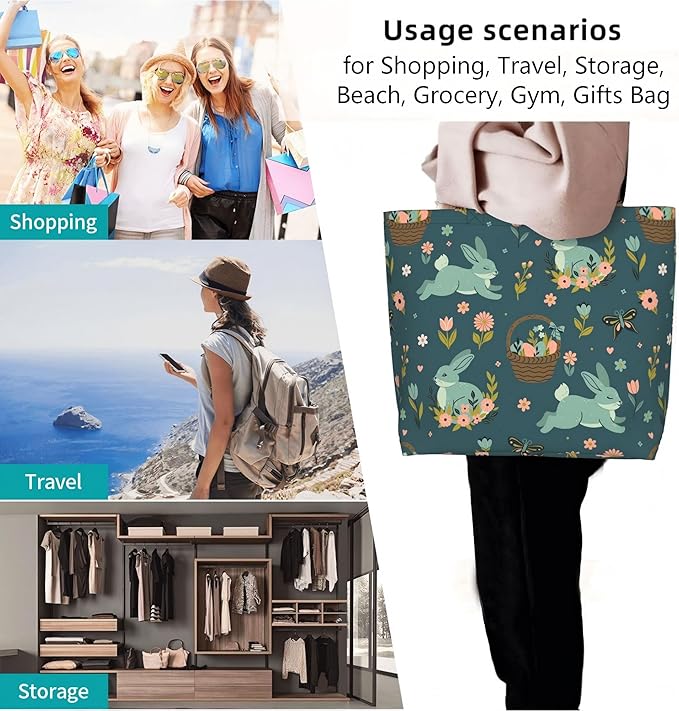 Tote Bag for Women Large Beach Bag Reusable Grocery Bags Handbag for Travel Shopping