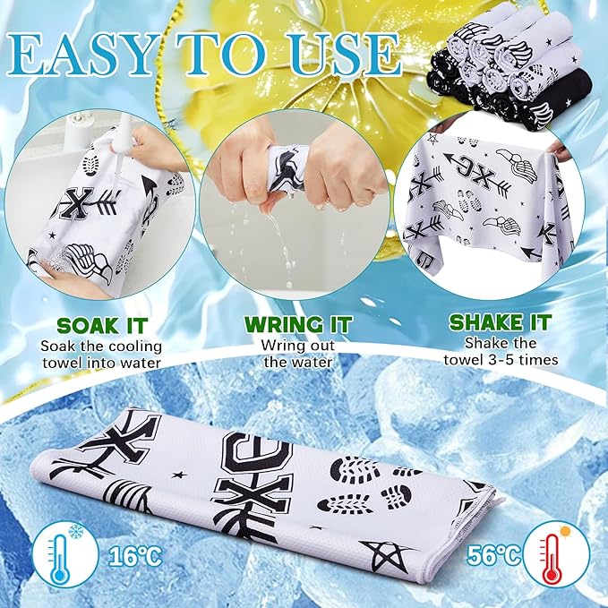 12 Pack Cross Country Cooling Towel Set, 40 x 12 Inches Sports Cooling Towels with Arrow Pattern Designs, Cross Country Running Gifts for Friends, Runners, Teams, or Race Day Gifts