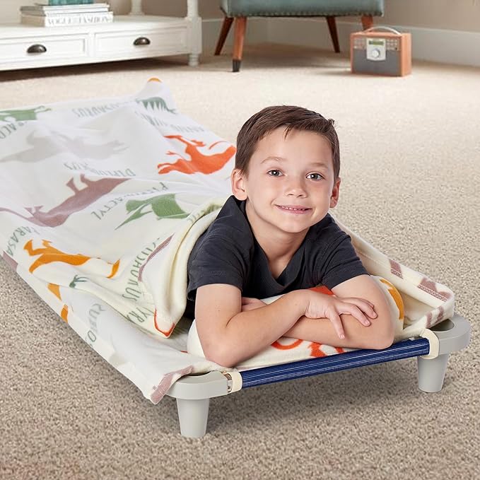 ROLLEE POLLEE Nap Sac Roll Up Napping Blanket with Attached Pillow for Preschool/Daycare, Super Soft with Elastic Straps, Fits Most Mats and Cots