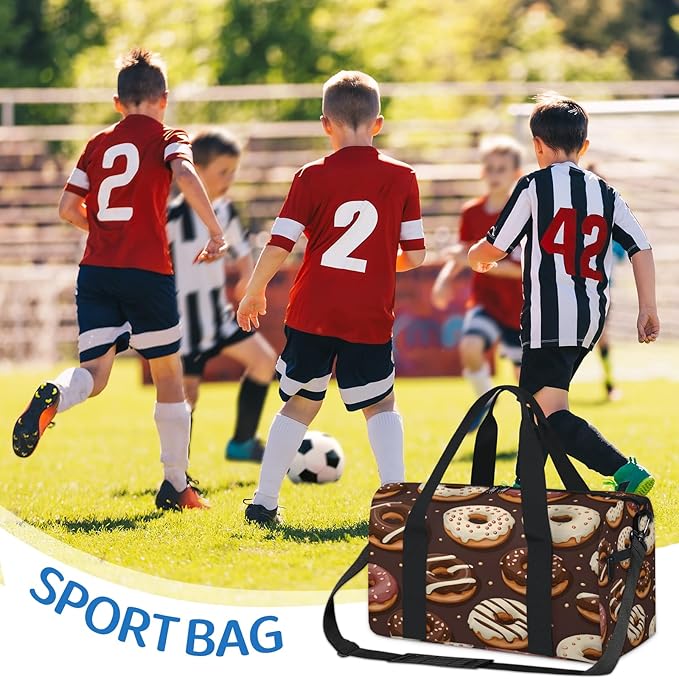 Donuts Gym Bag for Women 17 inch Waterproof Carry On Overnight Weekender Bag Sports Duffel Tote Bags for Travel Workout