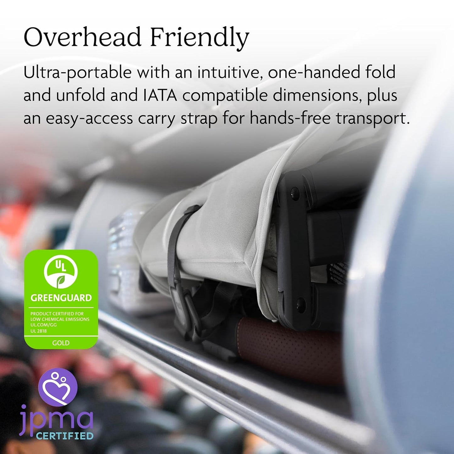 UPPAbaby Minu V3 Travel Stroller | Lightweight + Compact Design | One-Hand Fold + Unfold | from Birth + Overhead Compatible | Greyson (Charcoal Mélange/Carbon Frame/Saddle Leather)