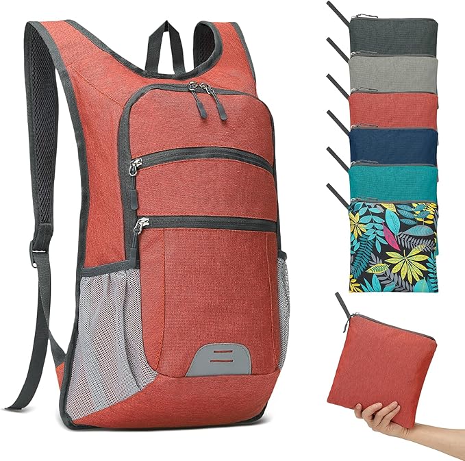 20L Lightweight Hiking Daypack, Foldable Travel Packable Backpack for Men Women for Cycling Camping Outdoor (Red)