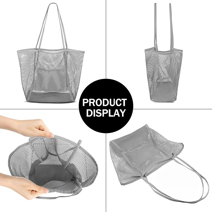 VOROLO Mesh Tote Beach Bag,Women Fairycore Hobo Bag,Shoulder Bag,Soft Summer Casual Crochet Bags