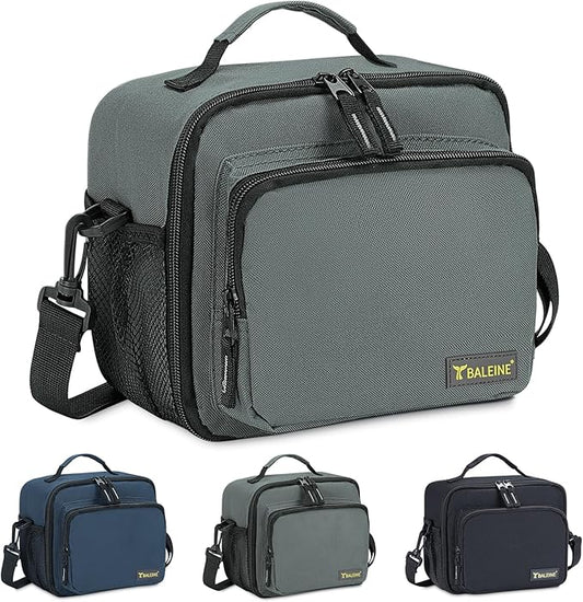 BALEINE Insulated Lunch Bag for Men Women, Leakproof Cooler Bag with Adjustable Shoulder Strap for Work Picnic, Lunch Box for Women Men (Small, Grey)