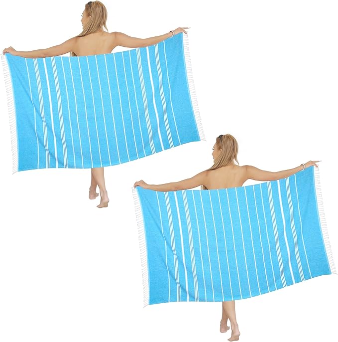 Beach Towel 2 Pack,Sand Free Beach Towels Oversized 39 x 72,Turkish Beach Towel Quick Dry Towel,Lightweight Pool Towels for Adults Travel Towel,Cool Beach Accessories Super Absorbent Towels
