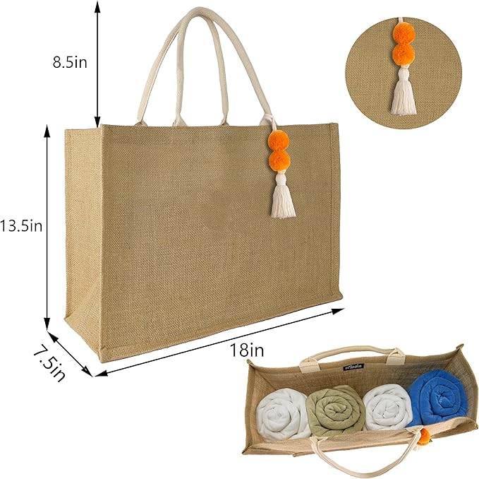 Hibala Woven Large Beach Bag Straw Beach Tote Handmade Weaving Shoulder Tassel Bag Handbag