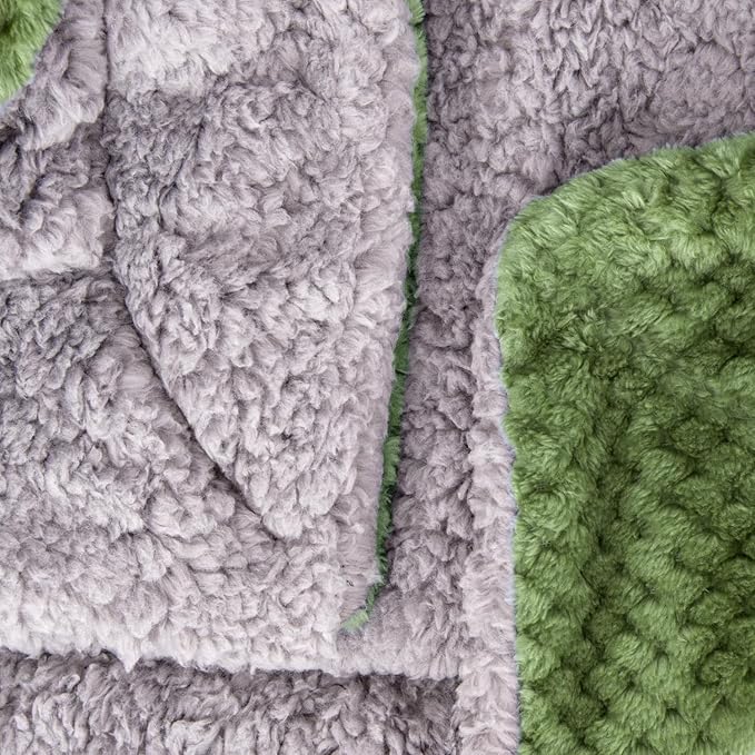 Fuzzy Sherpa Reversible Blanket for Baby, Soft Warm Cozy Coral Fleece Toddler, Infant or Newborn Reversible Blanket for Crib, Stroller, Travel, 30”×40”, Olive Green