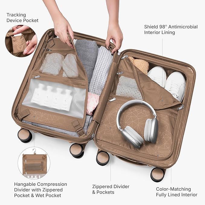 Traveler's Choice Edinburgh II Hardside Spinner Luggage, TSA Lock, Sand, 25" Medium