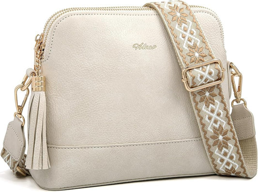 Women's Leather Crossbody Bags Anti Theft Purses RFID Blocking Handbags Trendy Travel Adjustable Strap Tassel