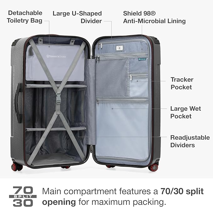 Traveler's Choice Maxporter II Polycarbonate Hardside Trunk with Spinner Wheels, Gray, 31-Inch Trunk