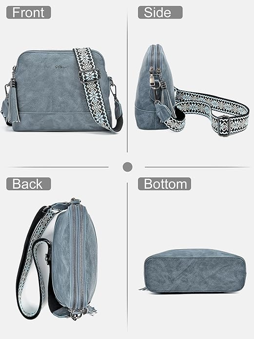 Women's Leather Crossbody Bags Anti Theft Purses RFID Blocking Handbags Trendy Travel Adjustable Strap Tassel
