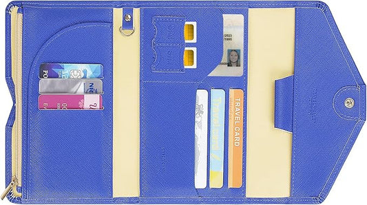ZOPPEN Mulit-purpose Rfid Blocking Passport Holder Travel Wallet (Ver.4) Passport and Vaccine Card Holder ComboTri-fold Document Organizer Travel Essentials