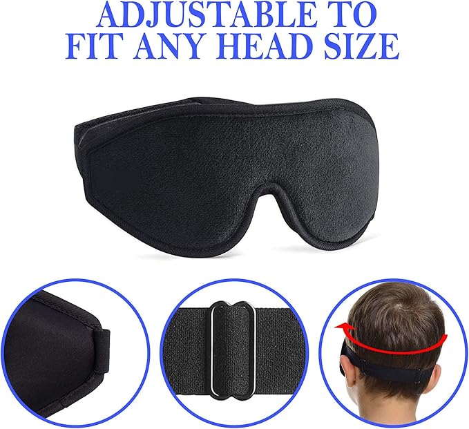 3D Sleep Mask for Kids, Light Block Sleeping Blindfold Memory Foam Contoured Eye Mask for Sleep, Adjustable Strap Eye Cover and Travel Sleep Mask for Boys Girls, Orange