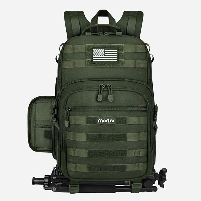 MOSISO Camera Backpack, DSLR/SLR/Mirrorless Tactical Camera Bag Case with Laptop Compartment Compatible with Canon/Nikon/Sony, Army Green