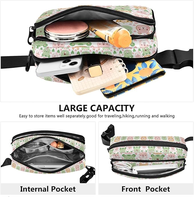Kawaii Animal Fanny Pack for Women Men Water Resistant Fashion Waist Packs with Adjustable Strap Belt Bag for Travel Workout Jogging Hiking 21219448